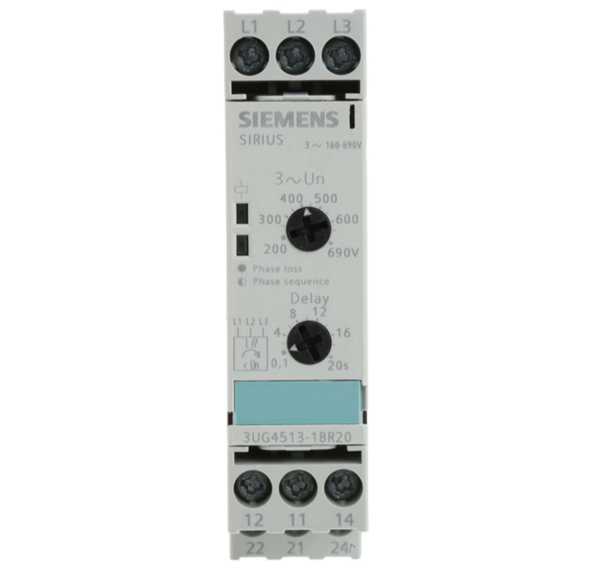 Siemens-3UG4513-1BR20-Producto-de-seguimiento-para-terminal-de-tornillo-2-Contactos-de-cambio-Tiempo-de-retardo-0-20-S-Hist√©resis-5%-CA-fija-50-a-60-Hz